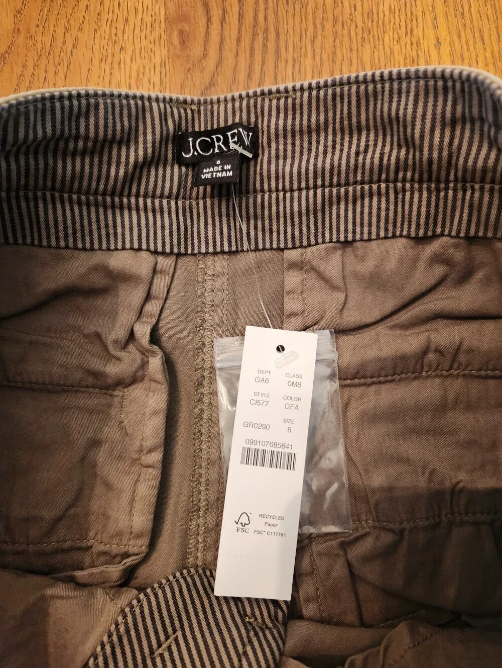 NEW J Crew Olive Chino Flat Front Shorts Size 6